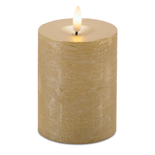 Melrose Metallic Gold FIA WICK LED Pillar Candles